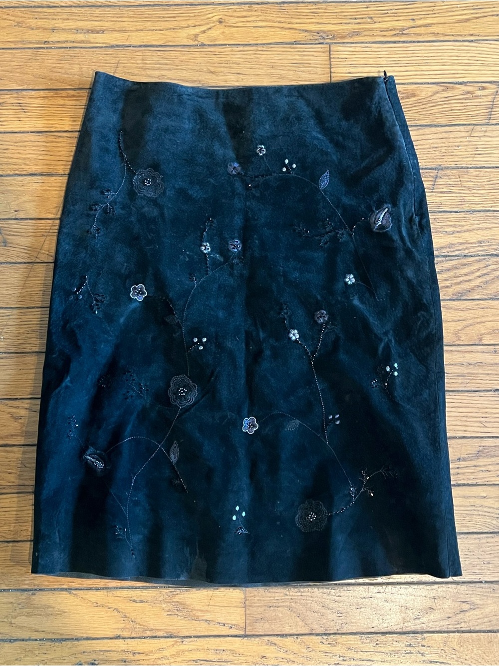 New Frontier Black Suede Pencil Skirt